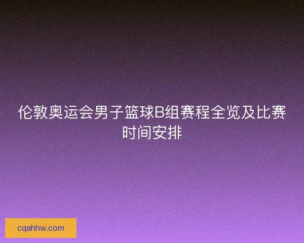 伦敦奥运会男子篮球B组赛程全览及比赛时间安排