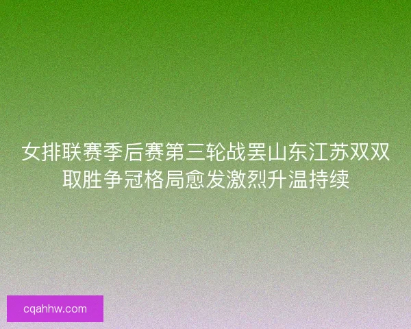 女排联赛季后赛第三轮战罢山东江苏双双取胜争冠格局愈发激烈升温持续